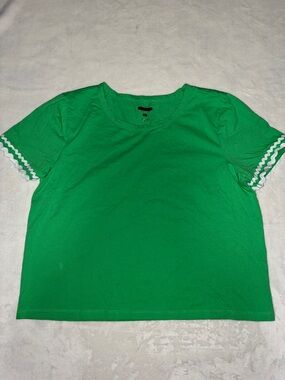 Lilly Pulitzer Women’s Green Short Sleeve Ruffle-Trim Cotton Blouse